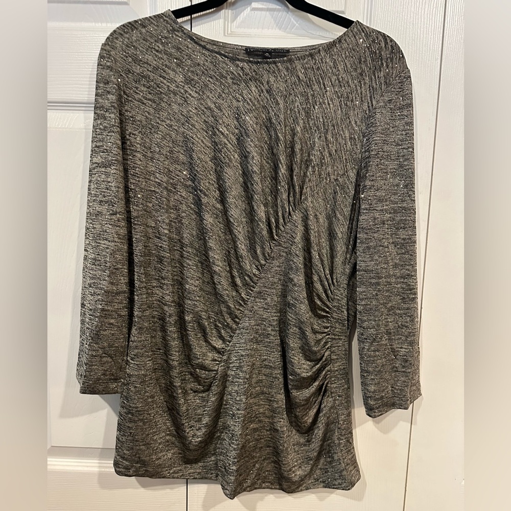 PRESTON & YORK GRAY LONG SLEEVE BLOUSE